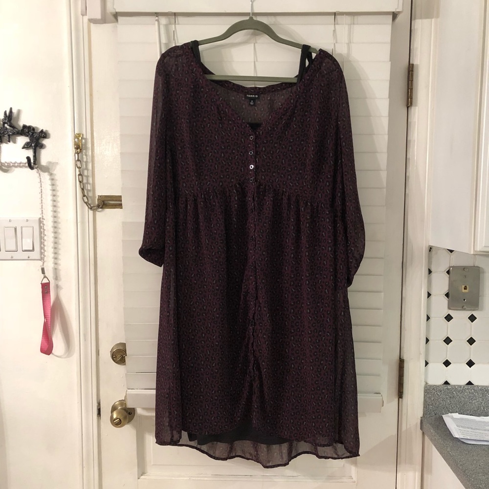 LADIES TORRID PLUS SZ 2 LEOPARD PRINT DRESS